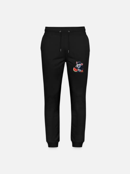 Zebra With Watermelon Fruity Funny - Stanley/Stella Mover Unisex Organic Jogging Trousers - black