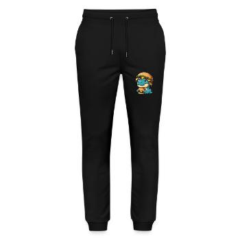 Dino T-Rex satisfait avec Hamburger Cheeseburger - Pantalon de jogging bio MOVER Stanley/Stella unisexe - noir - Devant - Marisol (170cm) & Nik (191cm)