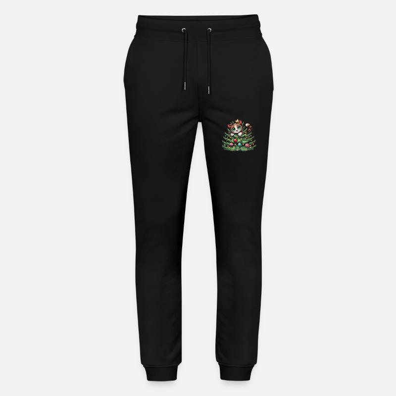 Weihnachtsbaum Katze Weihnachtsmann Comic - Stanley/Stella Unisex Bio Jogginghose Mover  - Schwarz