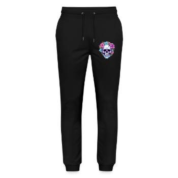 Human Skull & Flowers 32 - Stanley/Stella Mover Unisex Organic Jogging Trousers - black - Front - Marisol (170cm) & Nik (191cm)