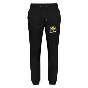 Powered by sunshine, Photovoltaics - Solar Energy - - Stanley/Stella Mover Unisex Organic Jogging Trousers - black - Front - Marisol (170cm) & Nik (191cm)