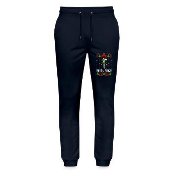 Ugly Christmas Nikolauch - Stanley/Stella Mover Unisex Organic Jogging Trousers - navy - Front - Marisol (170cm) & Nik (191cm)