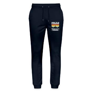 Born to go fishing gift sinful humor - Stanley/Stella Mover Unisex Organic Jogging Trousers - navy - Front - Marisol (170cm) & Nik (191cm)