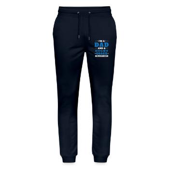 Dad and a Rugby Coach Gift Humor - Stanley/Stella Mover Unisex Organic Jogging Trousers - navy - Front - Marisol (170cm) & Nik (191cm)