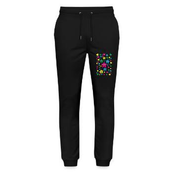 Geburtstags Herzen und Sterne in Pink. - Stanley/Stella Unisex Bio Jogginghose Mover  - Schwarz - Vorne - Marisol (170cm) & Nik (191cm)