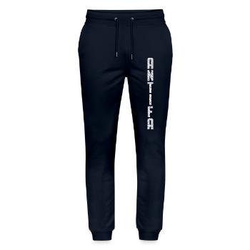 Antifa Vertical - Stanley/Stella Mover Unisex Organic Jogging Trousers - navy - Front - Marisol (170cm) & Nik (191cm)