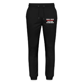 Egal was ich bin Dagegen Politisch uninteressiert - Stanley/Stella Unisex Bio Jogginghose Mover  - Schwarz - Vorne - Marisol (170cm) & Nik (191cm)