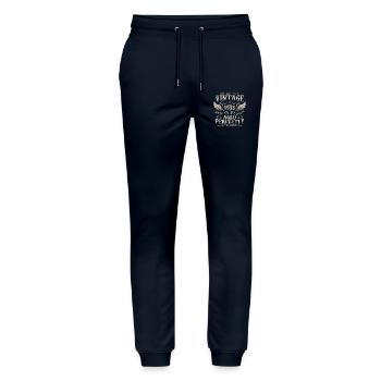 Vintage Born 1933 Vintage Birthday Gift - Stanley/Stella Mover Unisex Organic Jogging Trousers - navy - Front - Marisol (170cm) & Nik (191cm)