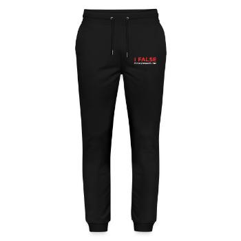 ! False - It's Funny Because It's True - Pantalon de jogging bio MOVER Stanley/Stella unisexe - noir - Devant - Marisol (170cm) & Nik (191cm)