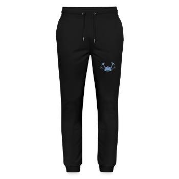 Construction Site Construction Worker Craft Helmet Silhouette - Stanley/Stella Mover Unisex Organic Jogging Trousers - black - Front - Marisol (170cm) & Nik (191cm)