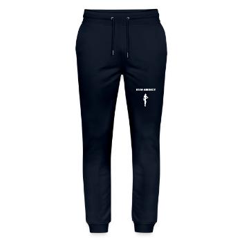 Gym Addict Bodybuilding Woman Edition weiß - Stanley/Stella Unisex Bio Jogginghose Mover  - Navy - Vorne - Marisol (170cm) & Nik (191cm)