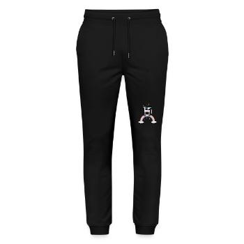 RetroEinhornRegenbogen - Stanley/Stella Unisex Bio Jogginghose Mover  - Schwarz - Vorne - Marisol (170cm) & Nik (191cm)