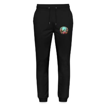 Mante religieuse dans une mer de fleurs - Pantalon de jogging bio MOVER Stanley/Stella unisexe - noir - Devant - Marisol (170cm) & Nik (191cm)