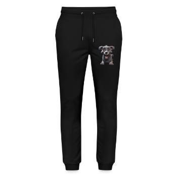 Grinning Grey Pup Adventure - Stanley/Stella Mover Unisex Organic Jogging Trousers - black - Front - Marisol (170cm) & Nik (191cm)