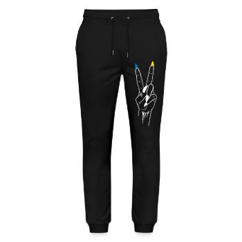 Peace Ukraine Victory - Stanley/Stella Mover Unisex Organic Jogging Trousers - black - Front - Marisol (170cm) & Nik (191cm)