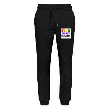 fick die afd und fick dich dass du sie gewählt has - Stanley/Stella Unisex Bio Jogginghose Mover  - Schwarz - Vorne - Marisol (170cm) & Nik (191cm)