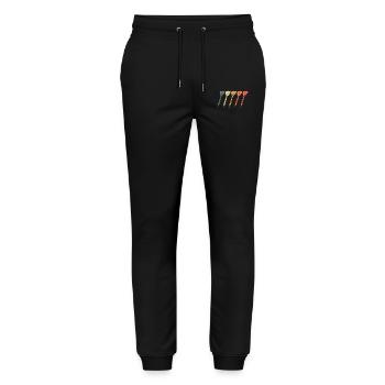 Retro Darts T-shirt Dart - Stanley/Stella Mover Unisex Organic Jogging Trousers - black - Front - Marisol (170cm) & Nik (191cm)