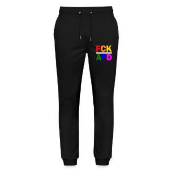 Fck afd - Stanley/Stella Unisex Bio Jogginghose Mover  - Schwarz - Vorne - Marisol (170cm) & Nik (191cm)