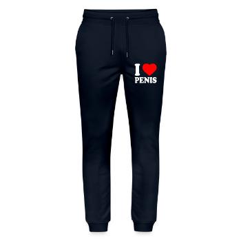 I love penis - Stanley/Stella Unisex Bio Jogginghose Mover  - Navy - Vorne - Marisol (170cm) & Nik (191cm)