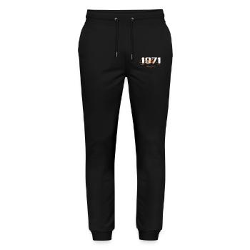 1971 Vintage Retro 1971 Geburtstagsgeschenk 1971 - Stanley/Stella Unisex Bio Jogginghose Mover  - Schwarz - Vorne - Marisol (170cm) & Nik (191cm)