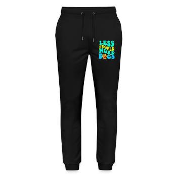 Weniger Menschen mehr Hunde - Stanley/Stella Unisex Bio Jogginghose Mover  - Schwarz - Vorne - Marisol (170cm) & Nik (191cm)