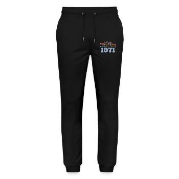 1971 Floral Pattern 1971 Floral Theme Flowers 1971 - Stanley/Stella Mover Unisex Organic Jogging Trousers - black - Front - Marisol (170cm) & Nik (191cm)