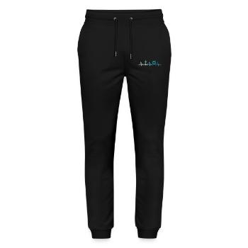 Retro Bootfahren Herzschlag Anker Kapitaen - Stanley/Stella Unisex Bio Jogginghose Mover  - Schwarz - Vorne - Marisol (170cm) & Nik (191cm)