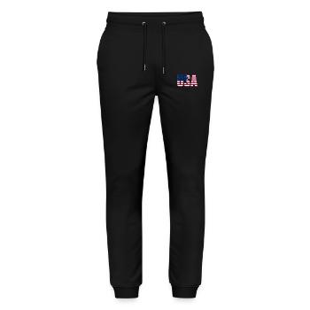 USA America American - Stanley/Stella Mover Unisex Organic Jogging Trousers - black - Front - Marisol (170cm) & Nik (191cm)