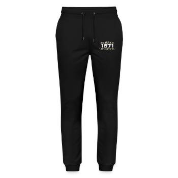 Vintage 1971 Retro Birthday 1971 Vintage 1971 - Stanley/Stella Mover Unisex Organic Jogging Trousers - black - Front - Marisol (170cm) & Nik (191cm)