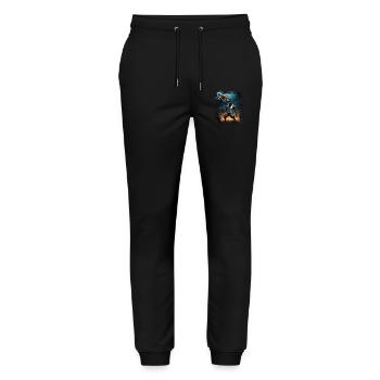 Basketball T Rex Dinosaur Graffiti Splash - Stanley/Stella Mover Unisex Organic Jogging Trousers - black - Front - Marisol (170cm) & Nik (191cm)