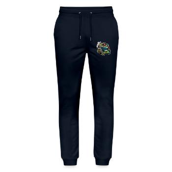 Kiffen Cannabis Echse - Stanley/Stella Unisex Bio Jogginghose Mover  - Navy - Vorne - Marisol (170cm) & Nik (191cm)