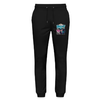 T Rex Dinosaur 10th Birthday Kids Birthday - Stanley/Stella Mover Unisex Organic Jogging Trousers - black - Front - Marisol (170cm) & Nik (191cm)