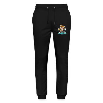 Football Pizza - Pantalon de jogging bio MOVER Stanley/Stella unisexe - noir - Devant - Marisol (170cm) & Nik (191cm)