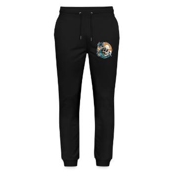 Surfing Surfer skull - Stanley/Stella Mover Unisex Organic Jogging Trousers - black - Front - Marisol (170cm) & Nik (191cm)