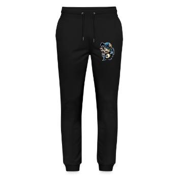 Angeln Fisch Mit Cap Angelhaken - Stanley/Stella Unisex Bio Jogginghose Mover  - Schwarz - Vorne - Marisol (170cm) & Nik (191cm)