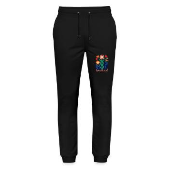 Blumen - Frühling - Sommer - Blüten - Stanley/Stella Unisex Bio Jogginghose Mover  - Schwarz - Vorne - Marisol (170cm) & Nik (191cm)