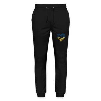 Taube + Herz - Frieden für die Ukraine - Stanley/Stella Unisex Bio Jogginghose Mover  - Schwarz - Vorne - Marisol (170cm) & Nik (191cm)