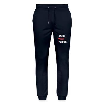 Peace Love Whales - Herz - Stanley/Stella Unisex Bio Jogginghose Mover  - Navy - Vorne - Marisol (170cm) & Nik (191cm)