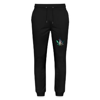 Galaxy Hanfblatt - Cannabis - Weed - Stanley/Stella Unisex Bio Jogginghose Mover  - Schwarz - Vorne - Marisol (170cm) & Nik (191cm)