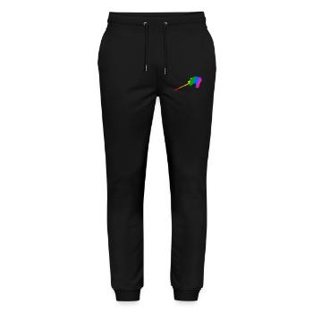 Stockpferdreiten im Regenbogen - Stanley/Stella Unisex Bio Jogginghose Mover  - Schwarz - Vorne - Marisol (170cm) & Nik (191cm)