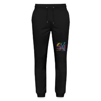 (Straßenbahn-)LINIENabstraktion zeitlicher Art - Stanley/Stella Unisex Bio Jogginghose Mover  - Schwarz - Vorne - Marisol (170cm) & Nik (191cm)