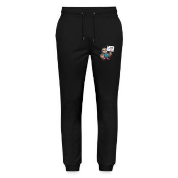 Faultier mit humorvollem Schild - Stanley/Stella Unisex Bio Jogginghose Mover  - Schwarz - Vorne - Marisol (170cm) & Nik (191cm)