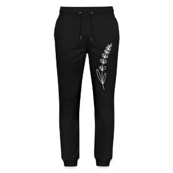 Lavender line illustration - Stanley/Stella Mover Unisex Organic Jogging Trousers - black - Front - Marisol (170cm) & Nik (191cm)