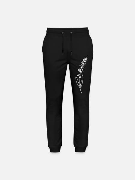 Lavender line illustration - Stanley/Stella Mover Unisex Organic Jogging Trousers - black