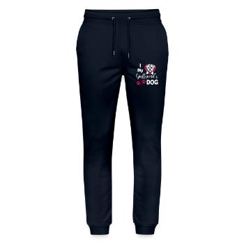 I Love My Girlfriends Dog - Stanley/Stella Mover Unisex Organic Jogging Trousers - navy - Front - Marisol (170cm) & Nik (191cm)