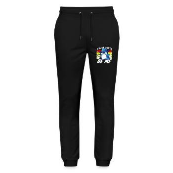 I just gotta be me Penguin - Stanley/Stella Unisex Bio Jogginghose Mover  - Schwarz - Vorne - Marisol (170cm) & Nik (191cm)