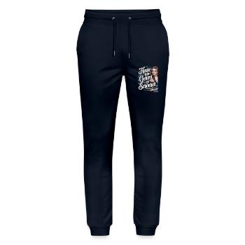 Today no brain, only beauty - Stanley/Stella Mover Unisex Organic Jogging Trousers - navy - Front - Marisol (170cm) & Nik (191cm)