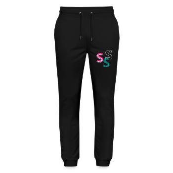 S Initial - Stanley/Stella Unisex Bio Jogginghose Mover  - Schwarz - Vorne - Marisol (170cm) & Nik (191cm)