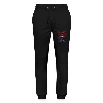Kunai Hannya Masque Ninja - Pantalon de jogging bio MOVER Stanley/Stella unisexe - noir - Devant - Marisol (170cm) & Nik (191cm)