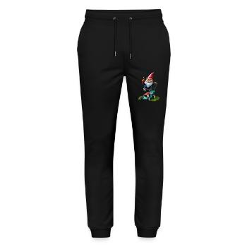 Rasenmäher Gartenzwerg Gärtner Geschenkideen - Stanley/Stella Unisex Bio Jogginghose Mover  - Schwarz - Vorne - Marisol (170cm) & Nik (191cm)